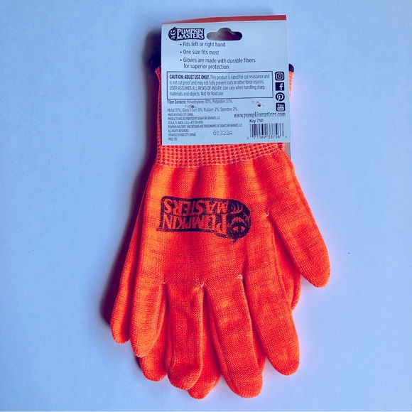 NEW PUMPKIN MASTERS Cut Resistant Gloves Pumpkin Carving Orange 1 Pair UNISEX - Picture 4 of 12